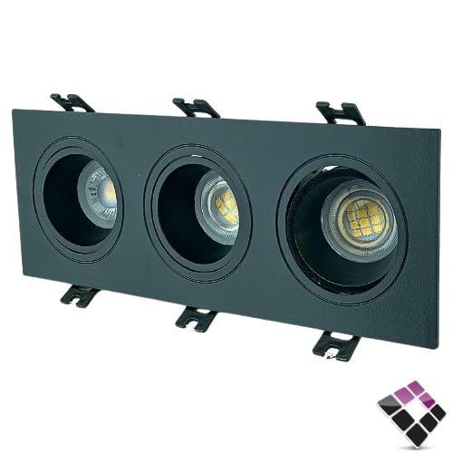 جرم سبوت لايت بلاستيك مربع ثلاثي مانع توهج HIGH STARS جرم خارجي أسود داخلي أسود مقاس 2" رقم 4121 بدون لمبة