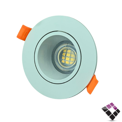 جرم سبوت GU10 مفرد مانع توهج بلاستيك دائري متحرك KODAK جرم خارجي أبيض داخلي أبيض مقاس 2" رقم KFP-101-WW بدون لمبة