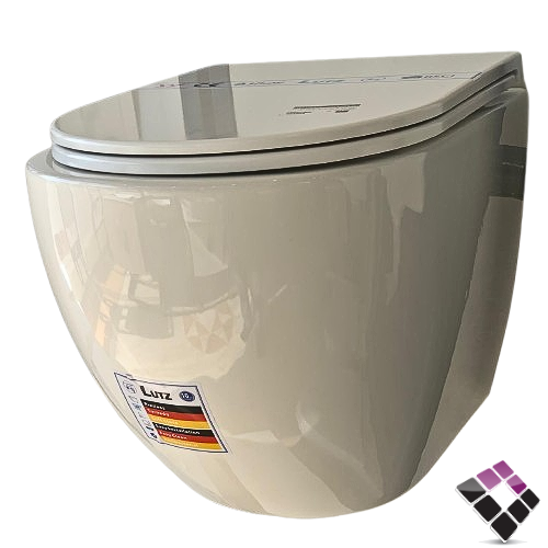 كرسي أفرنجي معلق LUTZ لوتز أوربي / صيني موديل دائري نظام تصريف مطور Rimless + Tornado مع غطاء هدرولك UF مقاوم رقم LTZ-067