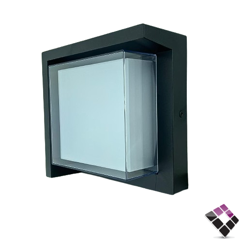 كشاف سور LED خارجي همر HUMMER صيني جرم أسود بلاستيك مربع إضاءة 3000K أصفر 12W رقم 9356