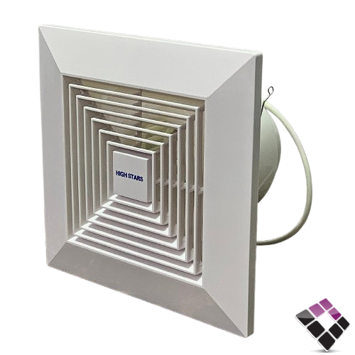 مروحة شفط سقف ديكور هاي ستار HIGH STARS بلاستيك مربعة رقم HS-RF-FAN-35-48W مقاس 12"* 30×30