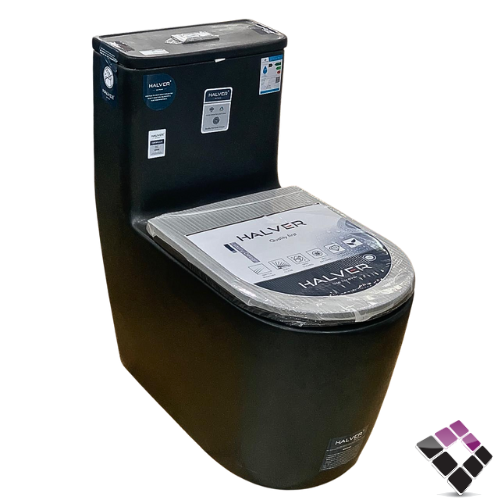 كرسى أفرنجى أرضي HALVER صينى بيضاوي دائري لون أسود نظام تصريف مطور تورنيدو TORNADO غطاء فايبر UF هيدروليك 25 سم رقم 1885