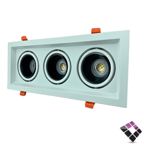 جرم سبوت ثلاثي مانع توهج مربع غاطس HAINZO جرم أبيض كامل المقاس من الخارج 13CM × 30رقم GH003-3 بدون لمبة