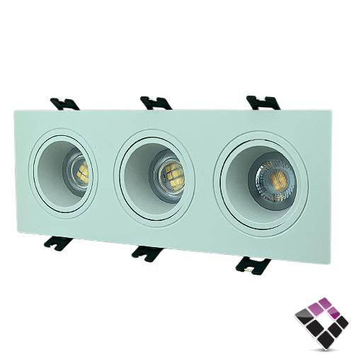 جرم سبوت لايت بلاستيك مربع ثلاثي مانع توهج HIGH STARS جرم خارجي أبيض داخلي أبيض مقاس 2" رقم 4119 بدون لمبة