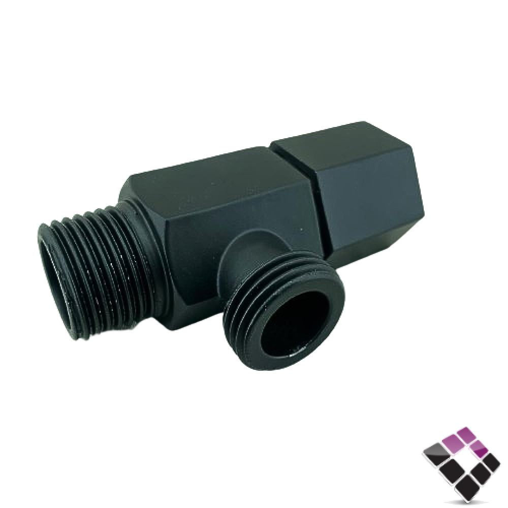 محبس زاوية BATHROY ايطالي مسكة سداسية لون أسود رقم BI-530B مقاس 1/2"