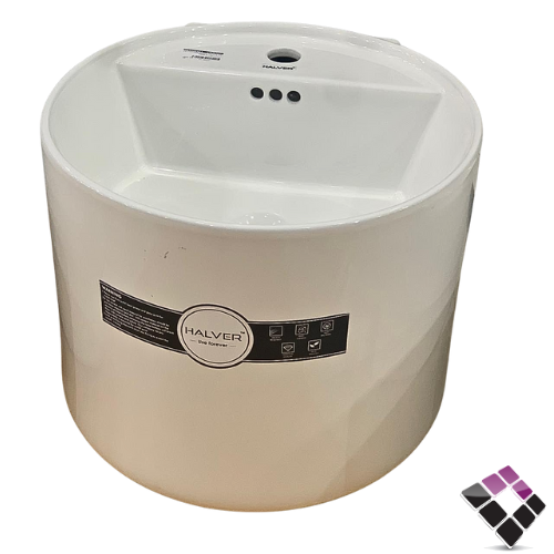 مغسلة خزف معلقة عمود قصير HALVER صينى مدورة لون أبيض رقم 40068