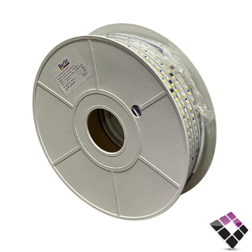 شريط زينة LED استريب STRIP عدسة SMD مباشر + شريط لاصق Berlin قص كل 10سم 120لمبة 10W بالمتر إضاءة 4000K كريمي 2835