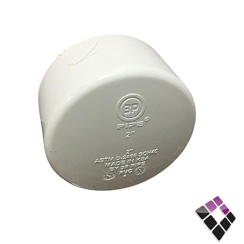 سدة كبس كاب UPVC بلاستيك أبيض 3P الخليجية سعودي ضغط 40 مقاس 2"