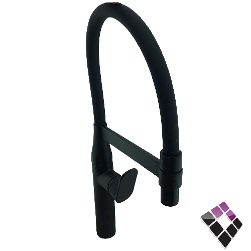 خلاط مجلى 1 خرم واقف اتمتك لون أسود HESANIT الماني ثقيل رقبة عالية لي مرن رقم 1-6931