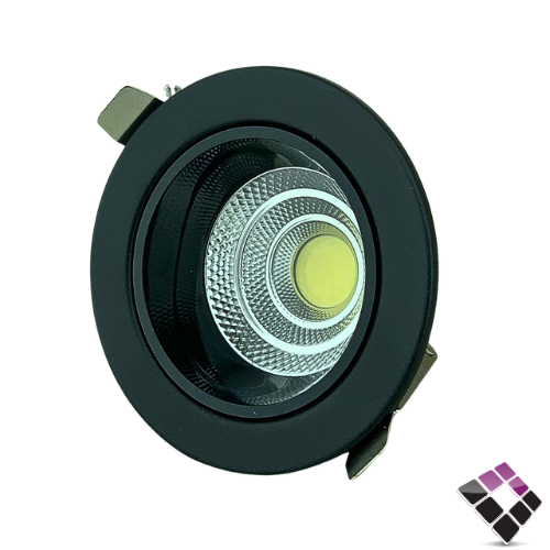 كشاف داخلي LED مانع توهج TOPLR عدسة COB إضاءة 7000K أبيض جرم أسود كامل مقاس 2"×8W