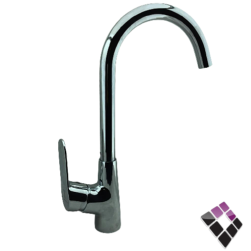 خلاط مجلى واقف شجرة اتمتك خزف سعودي كروم ثقيل رقبة عالية L مسكة بيضاوية موديل رايز RISE رقم 180101010352009