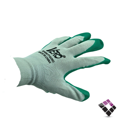 كفوف VERO قطن أبيض + مبطن ربل لون أخضر