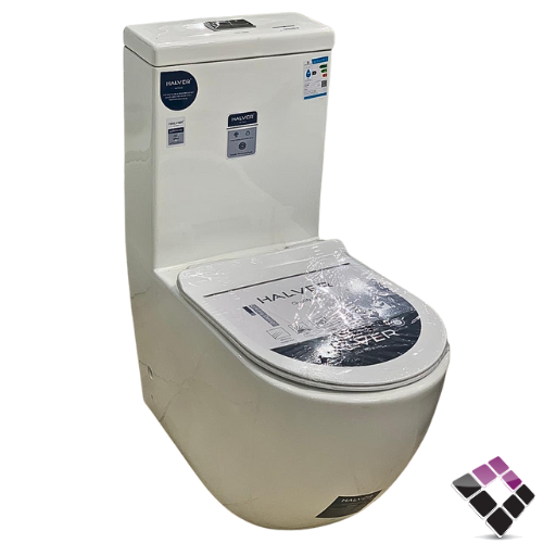 كرسى أفرنجى أرضي HALVER صينى بيضاوي دائري لون أبيض غطاء فايبر UF هيدروليك 25 سم رقم 1864