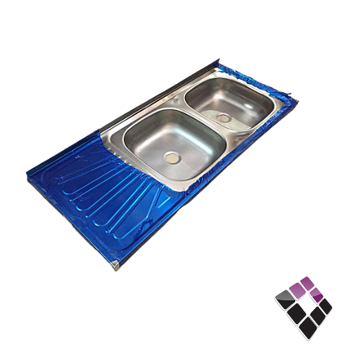 مجلى جودة JAWDAH سعودي استيل موديل كوري رف يمين حوضين يسار مقاس 120×60 بدون هراب