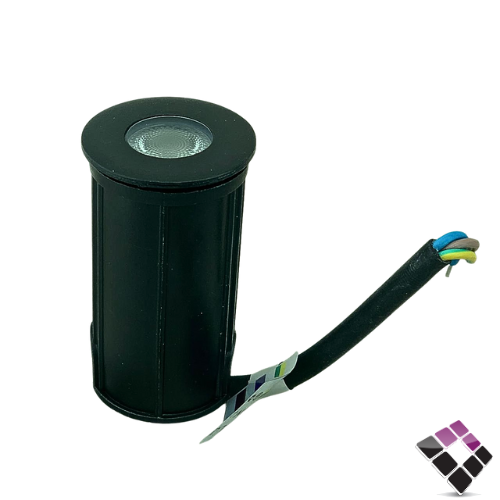 كشاف LED خارجي دفن أرضي معزول ضد الماء مدور أسود HAINZO اضاءة أصفر 4.2CM × 1W رقم GH-2207-1