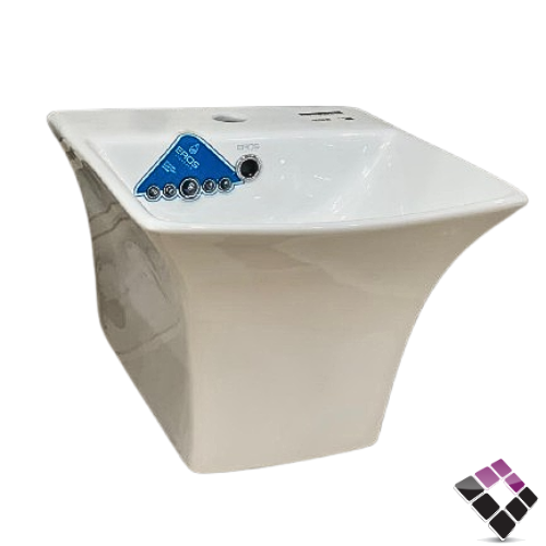 مغسلة خزف معلق EROS هندي موديل كاستال CASTAL مربعة لون أبيض قطعة واحدة رقم