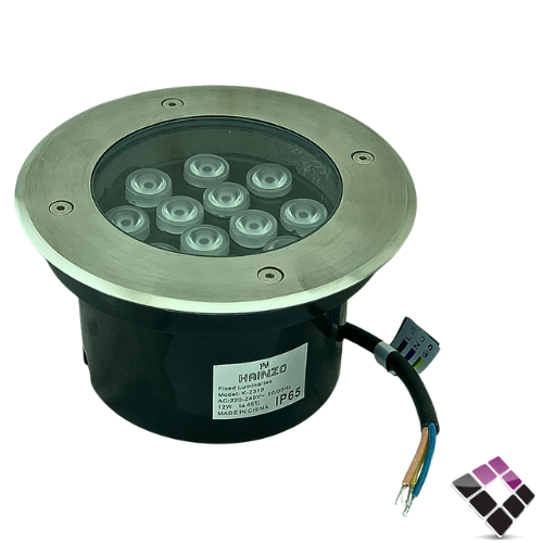 كشاف LED خارجي دفن أرضي معزول ضد الماء مدور استيل HAINZO عيون اضاءة أصفر  6" × 12W رقم 2219