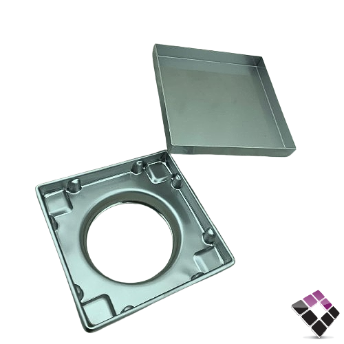 صفاية استيل 304 مفرغة للبلاط لون كروم TFL FRANZONI ايطالي أصلي مقاس4"* 15×15