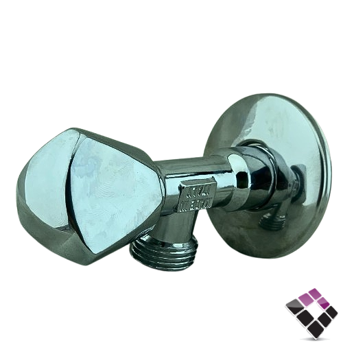 محبس زاوية BATHROY ايطالي مديل قروهي مسكة مثلثة لون كروم 1/2"