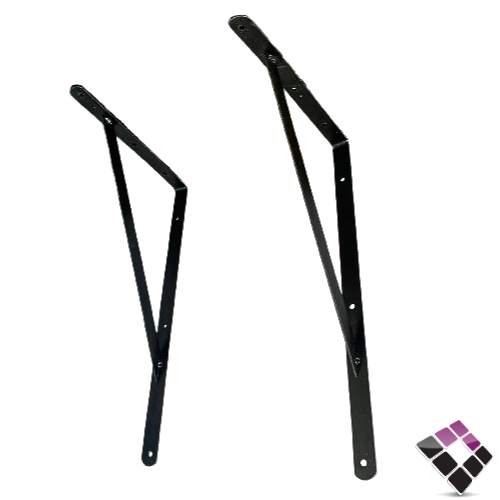 طقم حبتين زاويا حامل رف ومجلى ثقيل اسود 50 سم × 30سم × 3 مم مع المسامير والخوابير