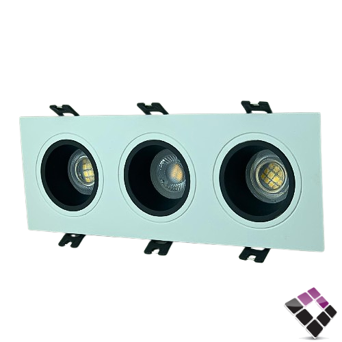 جرم سبوت لايت بلاستيك مربع ثلاثي مانع توهج HIGH STARS جرم خارجي أبيض داخلي أسود مقاس 2" رقم 4120 بدون لمبة