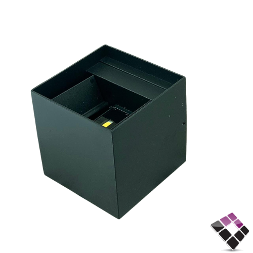 كشاف سور LED المنيوم خارجي لطش MT صيني جرم أسود إضاءة 1 لمبة أعلى + 1 لمبة اسفل لون أصفر CK157