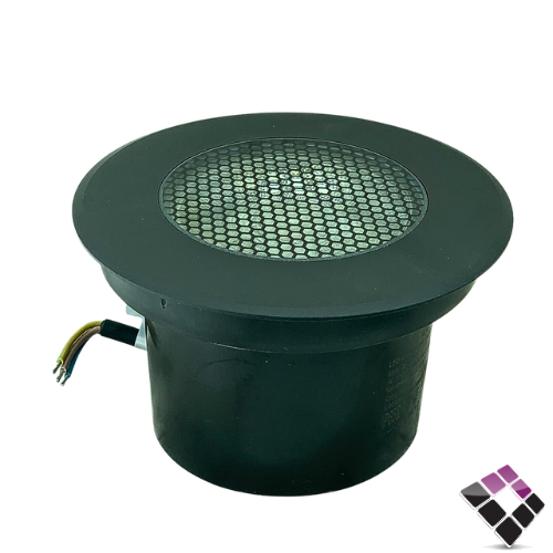 كشاف LED خارجي دفن أرضي معزول ضد الماء مدور مع مانع توهج شبك خلية لون أسود HAINZO عيون اضاءة أصفر  6"× 18W رقم 2202C-BK-18W