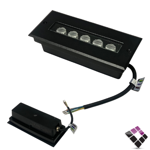 كشاف LED خارجي دفن أرضي معزول ضد الماء مستطيل أسود HAINZO عدسة عيون اضاءة أصفر 20CM × 5W رقم GH-2224