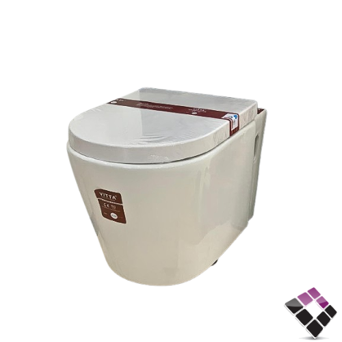 كرسي افرنجي معلق VITTA صيني لون أبيض دائري غطاء فايبر اكرليك UF مقاس 18-23 سم رقم 105