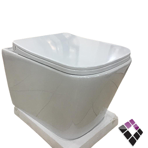 كرسي أفرنجى معلق STYLO صينى لون أبيض مستطيل زوايا نظام تصريف مطور غطاء ثقيل هيدروليك 18 سم رقم 216