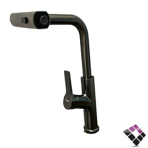 خلاط مجلى رخام واقف شجرة صباب رأسي + عرضي شلال + لي سحاب لون تيتانيم ZEGOR صيني رقم KIT4-4064MG