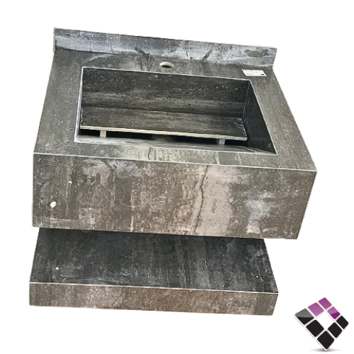 مغسلة كبينة + حوض حجر رخام موديل شلال Orient standard صيني معلق لون رمادي غامق رخام ترفنتينو + رف سفلي 60CM بدون مراية رقم/ OS250118