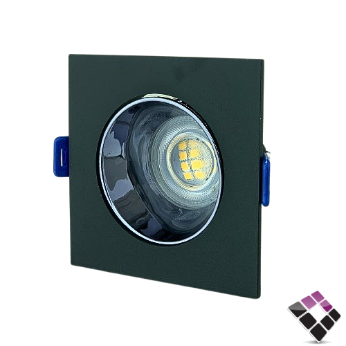 جرم سبوت مفرد مانع توهج المنيوم مربع MomaN plus جرم خارجي أسود داخلي كروم نيكل مقاس 2" بدون لمبة