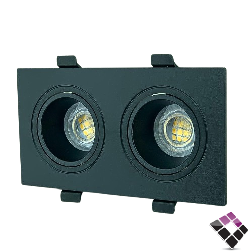 جرم سبوت لايت مربع مزدوج بلاستيك مانع توهج HIGH STARS صيني جرم خارجي أسود داخلي أسود مقاس 2" رقم 4126 بدون لمبة