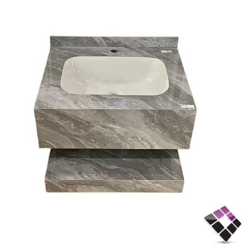 مغسلة كبينة بورسلان رخامي Orient standard معلق لون رمادي غامق رخامي 60CM + مراية إضاءة LED رقم/ 12212277.60