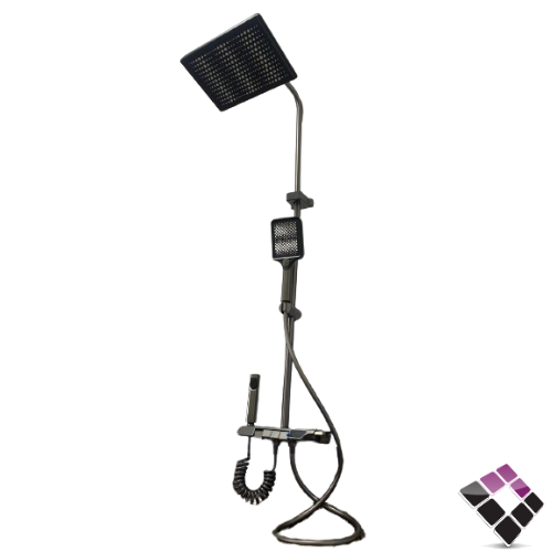 مجموعة خلاط شاور متكامل City market صيني دش و شطاف و سماعة و عمود مطري موديل بيانو + شاشة دجتل لون تيتانيوم