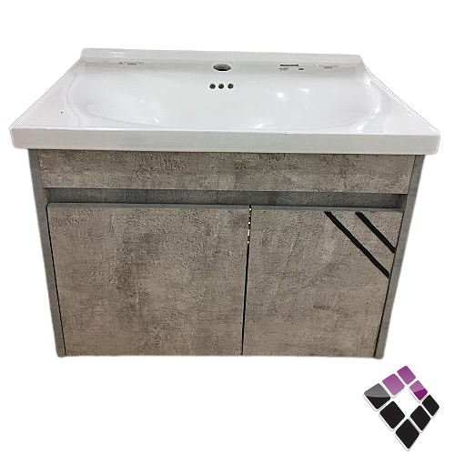 مغسلة دولاب خشب معالج plywood بليوود لون رمادي حوض خزف Orent Standard صيني 60CM + صيدلية + مراية رقم OS2310181