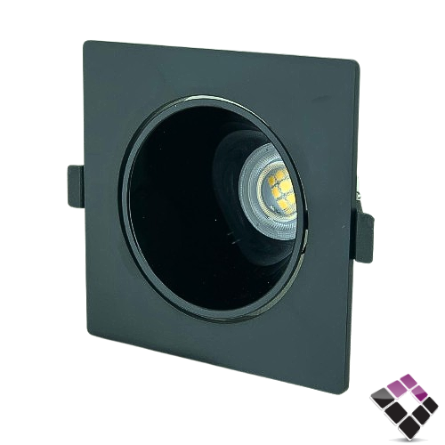 جرم سبوت لايت مربع بلاستيك مانع توهج مقاس 4"×10سم  HIGH STARS جرم خارجي لون أسود داخلي أسود رقم 4138 بدون لمبة