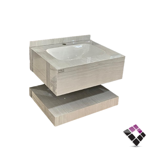 مغسلة كبينة بورسلان رخامي Orient standard معلق لون سكري ترفنتينو + رف سفلي 60CM + مراية إضاءة LED رقم/ PW816214.60