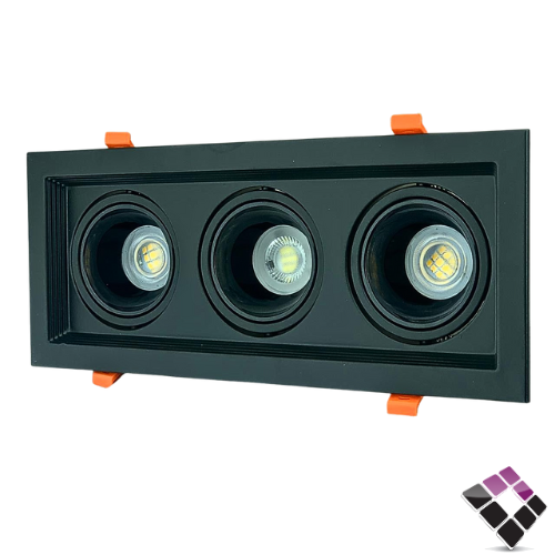 جرم سبوت لايت مانع توهج ثلاثي مربع مدرج SYCO جرم أسود كامل متحرك بدون لمبة