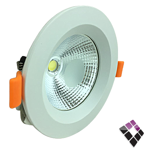 كشاف LED اسبوت لايت PHILIPS  صيني COB مدور ثابت عريض جرم أبيض 7.5سم إضاءاة أبيض7W  ***