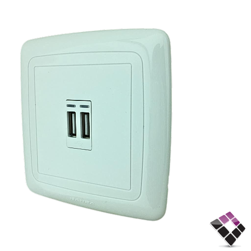 فيش مجوز USB مع لمبة ملونة تتغير عند الشحن أو الانتهاء منه بحرة BAHRA سعودي أبيض جديد***