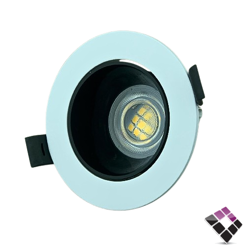 جرم سبوت مفرد مانع توهج المنيوم دائري SYCO جرم خارجي أبيض داخلي أسود مقاس 2" رقم  بدون لمبة