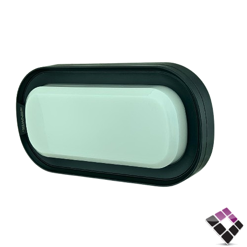 ابلك جداري لطش خارجي LED بيضاوي سادة كبير NEW POWER  جرم أسود اضاءة أصفر 20W رقم 103116