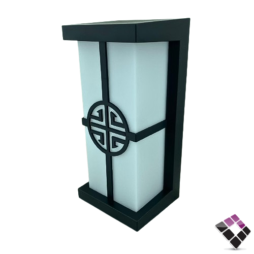 كشاف سور LED خارجي PLATO-PLUS وتر بروف جرم بلاستيك أسود مستطيل رسمة زخرفة إضاءة أصفر 24W