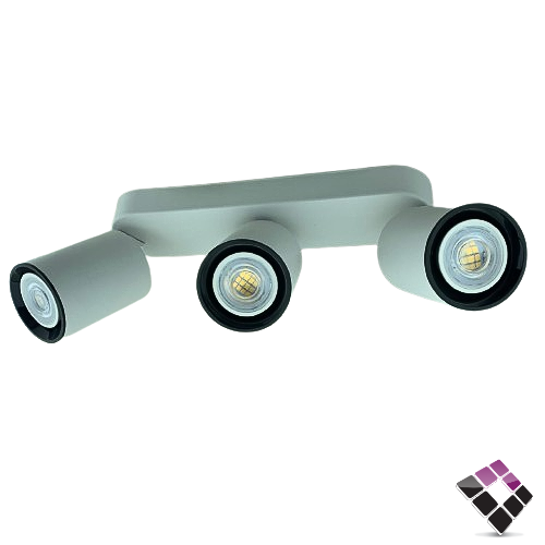 جرم سلندر المنيوم لطش خارجي ثلاثي متحرك قاعدة مستطيل لمبة GU10 هاينزو HAINZO جرم أبيض 7سم رقم GH5072-3L بدون لمبات