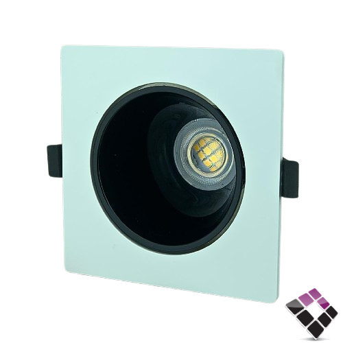 جرم سبوت لايت مربع بلاستيك مانع توهج مقاس 4"×10سم  HIGH STARS جرم خارجي لون أبيض داخلي أسود رقم 4137 بدون لمبة