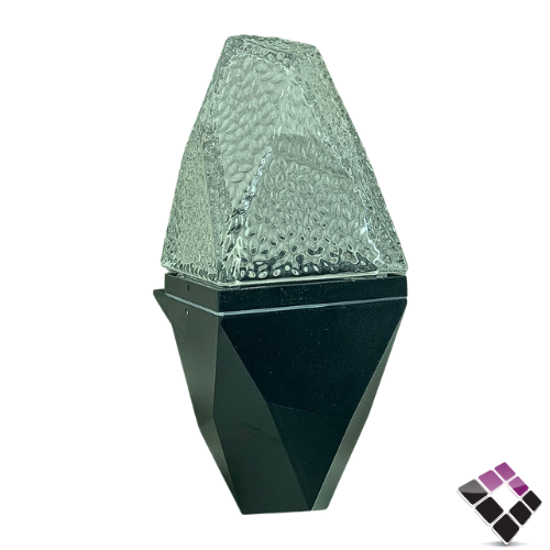 كشاف سور LED خارجي HAINZO جرم المنيوم لون أسود مع كرستال وتر بروف موديل جوهرة إضاءة 3إضاءات 6W رقم DF8630