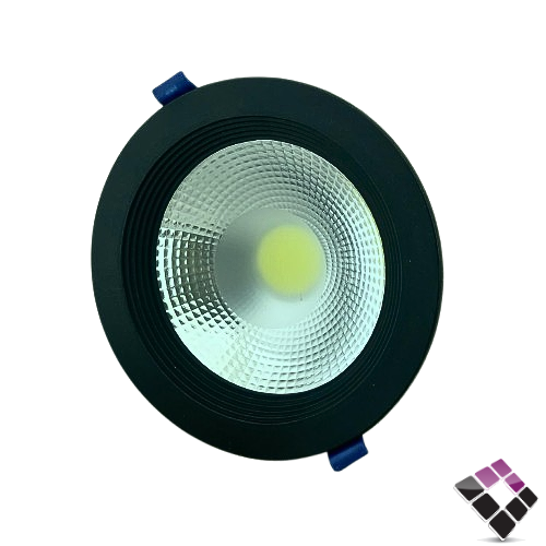 كشاف LED سبوت داخلي 5"× 14 سم TOPLR موديل كوب COB إضاءة 6500K أبيض جرم أسود 15W