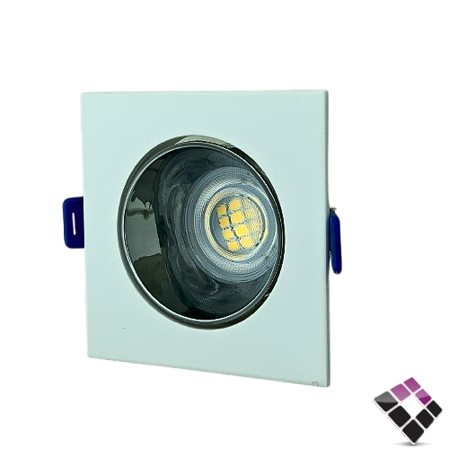 جرم اسبوت مانع توهج مفرد الرائد AL RAED صيني مربع لون أبيض داخل فضي لماع رقم 1904 بدون لمبة